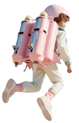 Jongen met roos jetpack